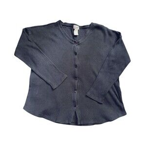 Wrangler Wrancher Women’s Thermal Blue Button Down Long Sleeve Knit Large 90s